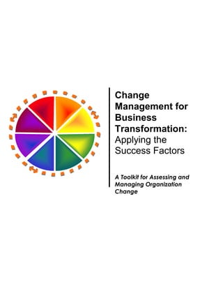 Change 
Management for 
Business 
Transformation: 
Applying the 
Success Factors 

A Toolkit for Assessing and
Managing Organization
Change
 