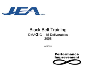 Black Belt Training DMA GI C – 15 Deliverables 2008 Analyze 