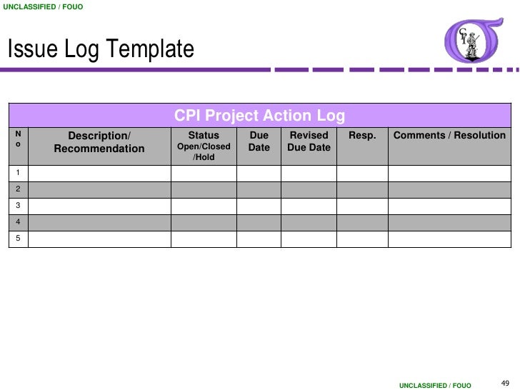 project management issues log template