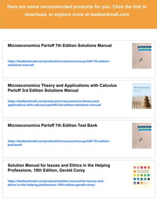 Microeconomics 8th Edition Perloff Solutions Manual | PDF