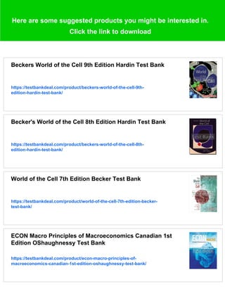Beckers World of the Cell 9th Edition Hardin Solutions Manual | PDF