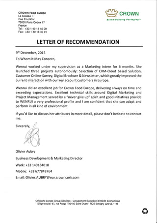 Recommendation Letter Olivier Aubry