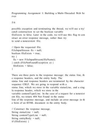 692015 programming assignment 1 building a multi­threaded w | DOCX