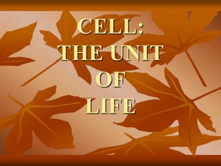 CELL:
THE UNIT
OF
LIFE
 