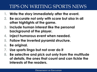 Text Structure Examples Using Sports Sports Writing by SHS Teacher Roel A. Naza | PPTX