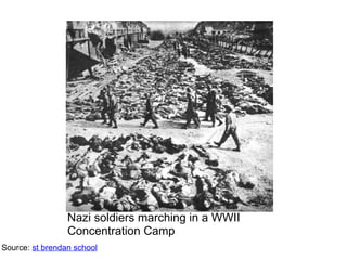 Nazi soldiers marching in a WWII Concentration Camp Source:  st brendan school 