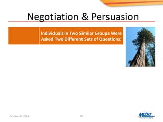 Negotiation & Persuasion
50
Individuals in Two Similar Groups Were
Asked Two Different Sets of Questions:
October 30, 2014
 