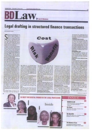 ARTICLE ON LEGAL DRAFTING IN STRUCTURED FINANCE TRANSACTIONS