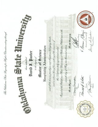 Paster Oklahoma State University Diploma