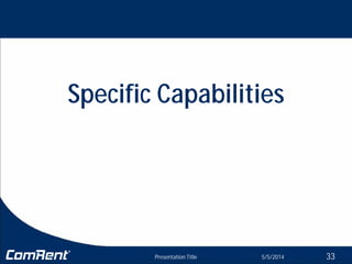 33
Specific Capabilities
5/5/2014Presentation Title
 
