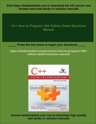 C++ How to Program 10th Edition Deitel Solutions Manual | PDF