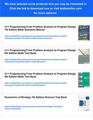 C++ Programming From Problem Analysis to Program Design 7th Edition ...