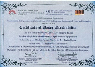 IIM-Bangalore Conference Certificate.