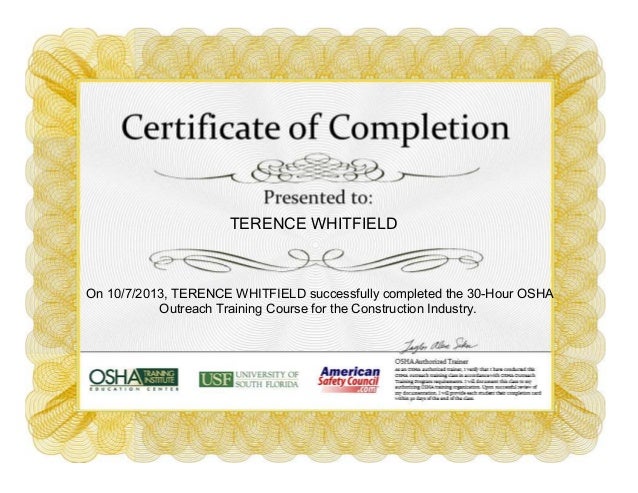 Osha 30 Hour Certification Osha 30 Hour Certification