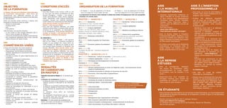 modalités
de candidature
en master 2
Capacité d’accueil en Master 2 : 25 étudiants par
option
Le dossier de candidature comprend :
‚‚ le détail de votre cursus d’études et les résultats
obtenus (joindre le descriptif et les relevés de
notes)
‚‚ le détail de vos activités professionnelles (stages
et missions réalisés en France et/ou à l’étranger)
et les réponses au questionnaire inclus dans le
dossier
‚‚ la rédaction d’une lettre de motivation
manuscrite
‚‚ les justificatifs d’expériences (par ex : contrat
de travail) ainsi que tout document pouvant
attester de l’expérience acquise
Entretien : Si votre dossier de candidature est
retenu, vous serez convoqué(e) à un entretien dont
une partie se déroulera en anglais.
objectifs
de la formation
Le Master LEA parcours Relations Internationales
et Coopération interculturelle - RICI forme des
professionnels pour différentes fonctions au sein
d’organisationsconfrontéesauxquestionsinternationales
et interculturelles.
Après une première année commune, 4 options sont
proposées en deuxième année de master :
   Afrique et monde arabe
   Amérique latine
   Asie
   Francophonie
Cette formation vous permet d’acquérir :
   un bon niveau en deux langues étrangères (B2-C1
dans le Cadre européen de référence)
   une bonne connaissance des sociétés contemporaines
   des compétences spécifiques liées à l’aire culturelle
visée en fonction de l’option choisie.
compétences visées
A l’issue de la formation vous serez capable de...
   Définir et piloter des projets de coopération
   Diagnostiquer l’environnement économique,
juridique, géopolitique et socioculturel d’une région
dans le monde
   Connaître les enjeux et cadres réglementaires de la
coopération
   Connaitre les partenaires institutionnels
   Maîtriser l’ingénierie de projet
   Établir la budgétisation d’un projet
   Lancer et répondre à un appel à projet
   Établir un diagnostic des dispositifs et des acteurs
   Traduire des orientations politiques en plans d’action
   Planifier les coûts et ressources financières d’un
projet
   Évaluer une politique d’action
   Développer de projets en situation interculturelle
   Communiquer en deux langues étrangères
   Comprendre le contexte culturel et géopolitique
d’évolution des partenaires
   Connaître le contexte socioéconomique des
partenaires
   Pratiquer le management interculturel
   Maîtriser les techniques de communication
   Utiliser les technologies de l’information et de la
communication
   Développer et mobiliser un réseau international
   Rechercher des solidarités et synergies pertinentes
au niveau international
   Organiser et animer des groupes de pilotage
interculturels
   Adapter un projet à son contexte culturel
   Adapter une stratégie de communication à son
contexte culturel
   Comprendre les grandes mutations sociétales
actuelles
conditions d’accès
En Master 1
   Vous êtes titulaire d’une Licence LLCER ou LEA
et vous avez une bonne connaissance de deux
langues étrangères : anglais + une langue à
choisir parmi allemand, arabe, chinois, espagnol,
italien, néerlandais, russe, langues scandinaves,
portugais, français (sur objectifs spécifiques)
(seuls l’arabe et le chinois peuvent être débutés).
Vous pouvez accéder de plein droit en
Master 1 LEA parcours RICI.
   Vous avez des diplômes différents, une solide
expérience personnelle ou professionnelle dans les
domaines de la coopération, du développement
et du management. Vous pouvez demander à
accéder en Master 1 LEA parcours RICI par
dérogation (validation des acquis).
En Master 2
   Vous êtes titulaire du Master 1 LEA parcours
RICI ou d’un Master 1 en Sciences humaines et
sociales et vous justifiez d’un niveau B2/C1 du
Cadre européen de référence en anglais et dans
une seconde langue étrangère (à l’exception des
langues débutées). Vous pouvez poser votre
candidature en Master 2 LEA parcours RICI.
   Vous avez des diplômes différents, une solide
expérience personnelle ou professionnelle dans les
domaines de la coopération, du développement
et du management. Vous pouvez poser votre
candidature pour entrer en Master 2 LEA
parcours RICI en incluant le formulaire de
validation des acquis.
aide
à la mobilité
internationale
   Saisissez l’opportunité d’effectuer un
séjour d’études en Europe (Erasmus)
et dans d’autres aires géographiques
(Amérique latine, Afrique, Australie,
Canada, Chine, États-Unis, Japon…)
dans le cadre de différents accords de
coopération.
Pour plus d’infos :
www.univ-lille3.fr/fr/
international/etudier-etranger/
   Avec le Bureau d’Aide à l’Insertion
Professionnelle (BAIP), bénéficiez d’une
bourse de mobilité pour effectuer votre
stage à l’étranger et profitez des conseils
du Pôle emploi international.
   Ou laissez-vous tenter par le Volontariat
International en Entreprise (VIE) et
partez réaliser une mission pour une
durée comprise entre 6 et 24 mois.
vie étudiante
   Vous cherchez des informations sur les bourses et aides financières, sur l’accompagnement
des étudiants en situation de handicap, sur le logement, la santé, le sport, la vie associative
étudiante de Lille 3 ?
   Rendez-vous sur le site de Lille 3, rubrique Campus :
www.univ-lille3.fr/fr/campus/
ou adressez-vous au Bureau de la Vie Étudiante, Maison de l’étudiant,
site du Pont-de-Bois
aide
à la reprise
d’études
   Bilan de compétences, Validation
des Acquis de l’Expérience (VAE),
accompagnement au projet, conseil
en formation, suivi de modules « à la
carte »...
   Rapprochez-vous d’un conseiller en
formation continue pour étudier les
possibilités qui s’offrent à vous selon
votre projet et votre situation.
aide à l’insertion 
professionnelle
   Vous avez, au cours de votre Master, à
finaliser votre projet professionnel et à
préparer votre insertion.
   Profitez des différents dispositifs
mis en place par le Bureau d’Aide à
l’Insertion Professionnelle (BAIP) pour
faciliter et optimiser votre insertion
professionnelle :
‚‚ Bénéficiez d’une aide à la définition
d’un projet professionnel
‚‚ Apprenez à identifier, analyser et
valoriser vos compétences à l’aide du
PEC (Portefeuille d’expériences et de
compétences)
‚‚ Préparez-vous à la recherche d’un
stage,  d’un job étudiant ou d’un emploi
à travers les ateliers et conférences du
BAIP ( projet professionnel, marché
de l’emploi, CV, LM, entretien, réseau
socioprofessionnel...)
‚‚ Consultez les offres de stages, de
jobs étudiants et d’emplois sur la
plateforme www.lilagora.fr, le
réseau communautaire de l’Université
Lille 3
‚‚ Participez aux événements en lien
avec nos partenaires: speed dating
des métiers, forum stage et emploi...
‚‚ Bénéficiez des bourses de mobilité
stages à l’étranger
Le HubHouse
   Une idée, un projet de création
d’activités ou d’entreprises ?
   Rendez-vous au HubHouse Lille 3 qui vous
propose un pré-accompagnement et un
suivi individualisé pour développer votre
idée et réaliser votre projet de création
d’activité dans différents domaines
(culture, art, sport, commerce, service,
informatique, artisanat,...).
   En Master 1 : cours de septembre à fin février
suivi d’un stage de 2 mois à partir de mars.
   En Master 2 : cours de septembre à fin février
suivi d’un stage de 4 à 6 mois à partir de mars.
Plus d’information sur le programme
en consultant le catalogue des formations :
http://formations.univ-lille3.fr
Le programme est donné à titre indicatif, le détail des Unités d’Enseignement (UE) est susceptible
d’évoluer à la rentrée 2015.
organisation de la formation
MASTER 1 - semestre 1 	Crédits EC
UE 1 - 6 ECTS Recherche
2 séminaires au choix - Journées d’études -
Méthodes et outils de gestion de projets	
UE 2 - 6 ECTS Langues appliquées
Anglais + au choix allemand, arabe, chinois,
espagnol, français sur objectifs spécifiques, italien,
néerlandais, portugais, russe, suédois
UE 3 - 3 ECTS Dimension culturelle et
géopolitique
UE 4 - 6 ECTS Outils de gestion de l’intercultu-
ralité
UE 5 - 6 ECTS Économie, gestion et profession-
nalisation
UE 6 - 3 ECTS TIC
Conception de sites web - Publication assistée par
ordinateur
MASTER 1 - semestre 2
UE 1 - 3 ECTS Recherche : Culture et sociétés
2 séminaires au choix	
UE 2 - 6 ECTS Langues appliquées
Anglais + LV2
UE 3 - 3 ECTS Relations et politiques interna-
tionales
UE 4 - 3 ECTS Acteurs de la coopération
Action internationale des collectivités territoriales -
Fonder et gérer une association
UE 5 - 6 ECTS Économie, gestion et profession-
nalisation
UE 6 - 6 ECTS TIC
Droit de l’internet - Communication digitale
UE 7 - 9 ECTS Stage
MASTER 2 - semestre 3 et 4
UE 1 - 6 ECTS Recherche : Culture et sociétés - 2 séminaires au choix
UE 2 - 6 ECTS Langues appliquées - Anglais + LV2
UE 3 - 3 ECTS Stratégies de développement et Évaluation
Semestre 4 - 30 ECTS Stage
Option Afrique et monde arabe
UE 4 - 5 ECTS Afrique subsaharienne et union du Maghreb arabe : environnement écono-
mique et institutionnel
UE 5 - 5 ECTS Conduite de projets en Afrique et économie de marché
UE 6 - 5 ECTS Économie, interculturalité et géopolitique
Option Amérique latine
UE 4 - 5 ECTS Mondialisation et monde du travail
UE 5 - 5 ECTS Conduites de projet en Amérique latine
UE 6 - 5 ECTS Amérique latine : interculturalité
Option Asie
UE 4 - 6 ECTS Interculturalité
UE 5 - 3 ECTS Professionnalisation en Asie
UE 6 - 3 ECTS Management
UE 7 - 3 ECTS Coopération
Option Francophonie
UE 4 - 2 ECTS Management des organisations culturelles
UE 5 - 3 ECTS Plan d’actions culturelles et évaluation
UE 6 - 5 ECTS Culture française contemporaine : comportements et tendances
UE 7 - 2 ECTS Cadre économique et juridique des enjeux culturels
 