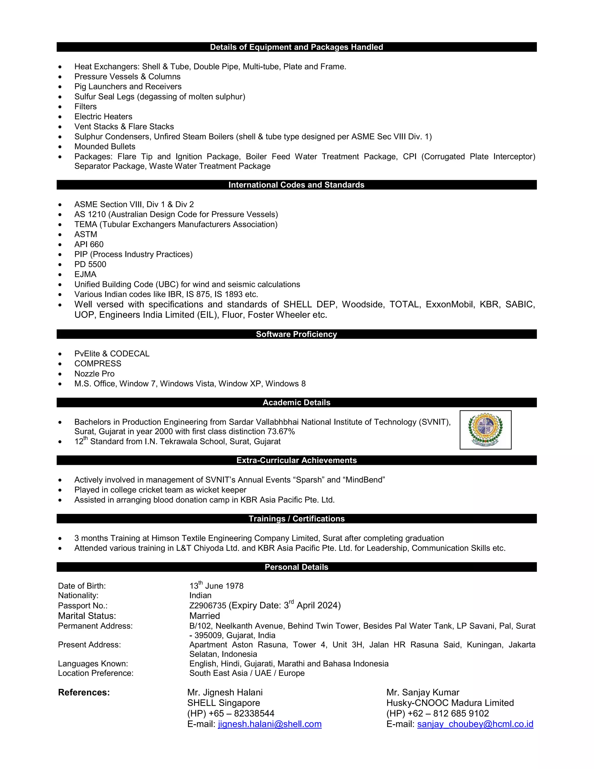 Resume_Lead Mechanical Engineer - Static Equipment and Package Units | PDF