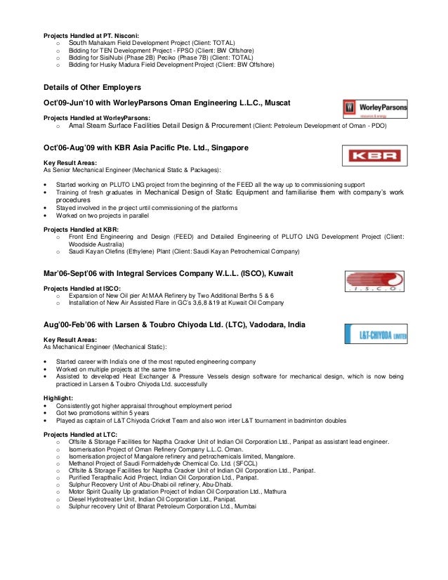 Resume_Lead Mechanical Engineer Static Equipment and Package Units