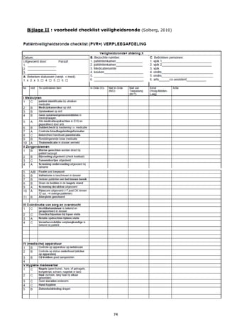 74
Bijlage II : voorbeeld checklist veiligheidsronde (Solberg, 2010)
 