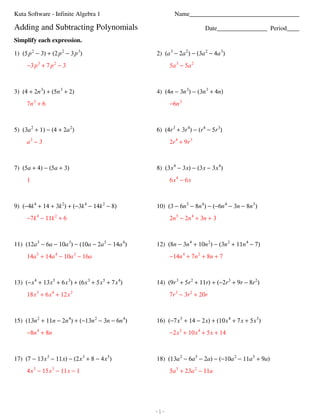 Adding+Subtracting Polynomials | PDF