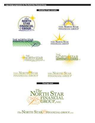 Logo design progression for The North Star Financial Group
Sampling of logo concepts
Final logo used
 
