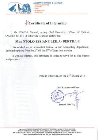Certificate of Internship Cabinet Ramses