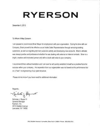 ryerson recommendation letter