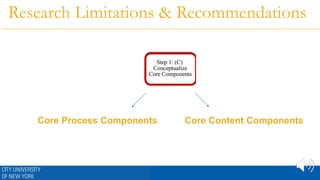 Research Limitations & Recommendations
Core Process Components Core Content Components
 