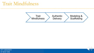 Trait Mindfulness
Meditation
Trait
Mindfulness
Authentic
Delivery
Modeling &
Scaffolding
 
