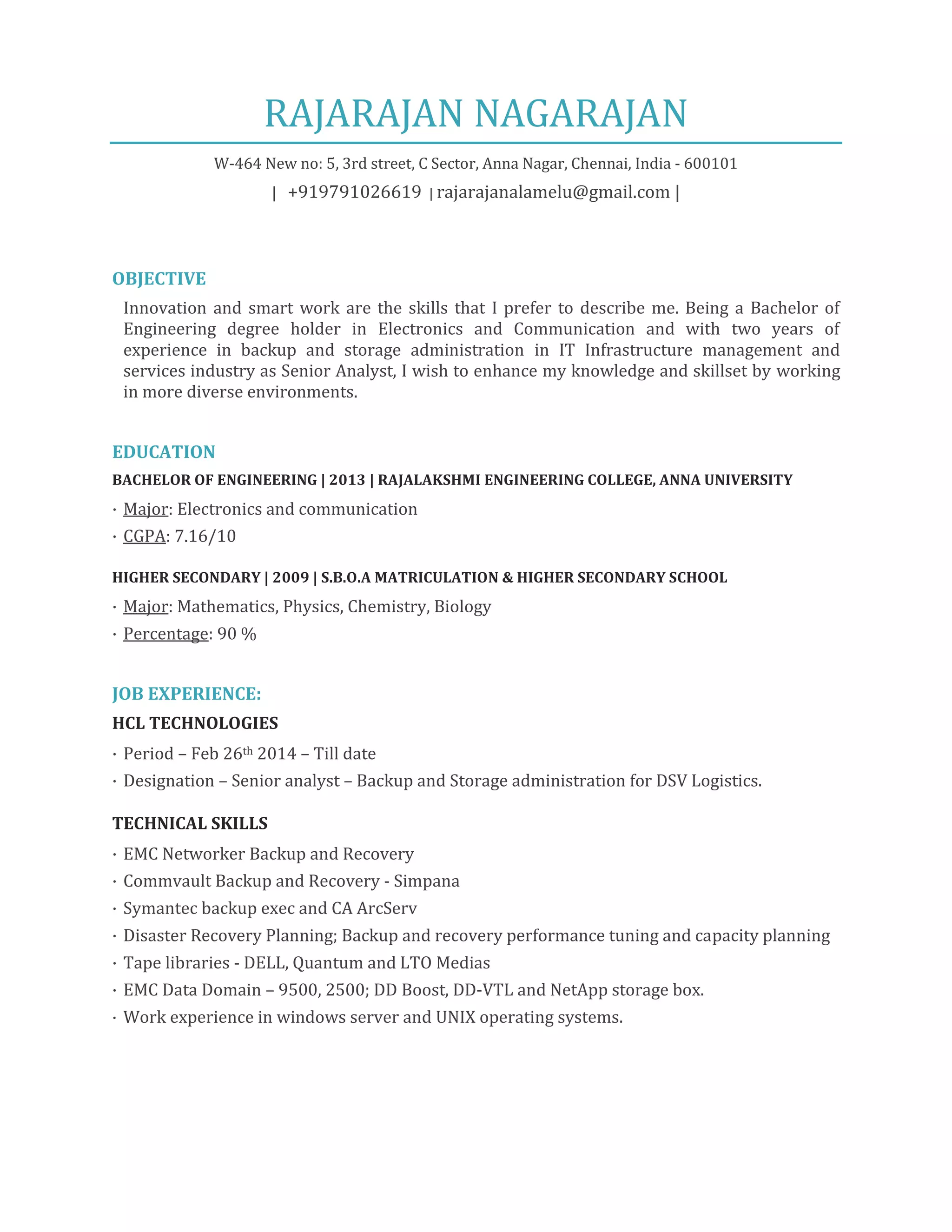 Backup administrator - EMC Networker and Commvault - Rajarajan | PDF