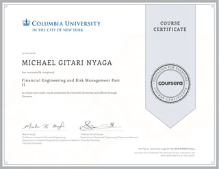 FINANCIAL ENGINEERING AND RISK 