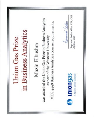 Union Gas Business Analytics Prize - Mazin Elbushra