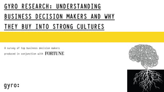 GYRO RESEARCH: UNDERSTANDING
BUSINESS DECISION MAKERS AND WHY
THEY BUY INTO STRONG CULTURES
A survey of top business decision makers
produced in conjunction with
 