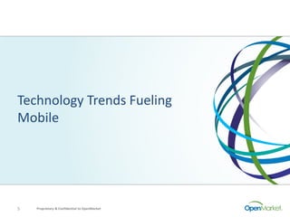 Technology Trends Fueling
Mobile
5 Proprietary & Confidential to OpenMarket
 