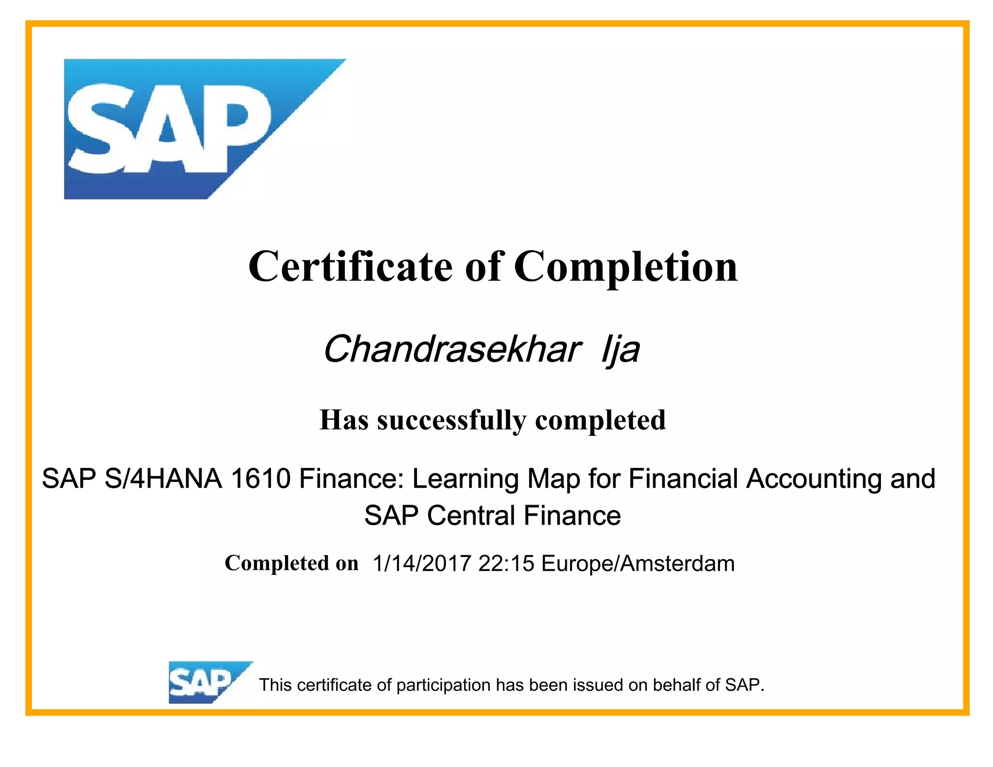 SAP S4HANA 1610 Finance Financial Accounting and Central Finance | PDF