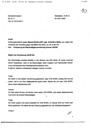 JOSE MANUEL DOMINGUEZ LAGE vernehmung