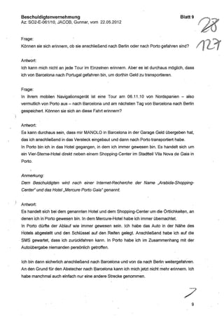 JOSE MANUEL DOMINGUEZ LAGE vernehmung