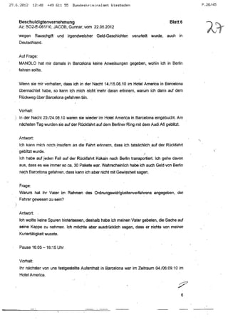 JOSE MANUEL DOMINGUEZ LAGE vernehmung