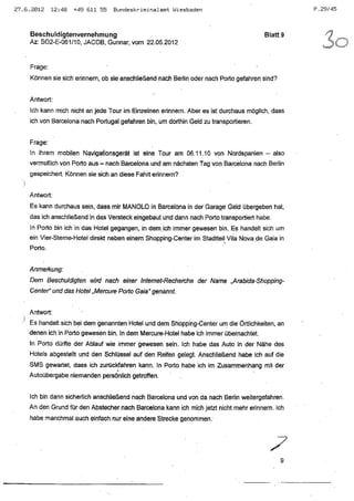 JOSE MANUEL DOMINGUEZ LAGE vernehmung