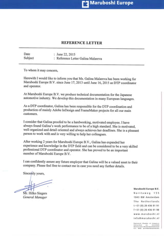 Reference Letter Galina Malareva - Maruboshi