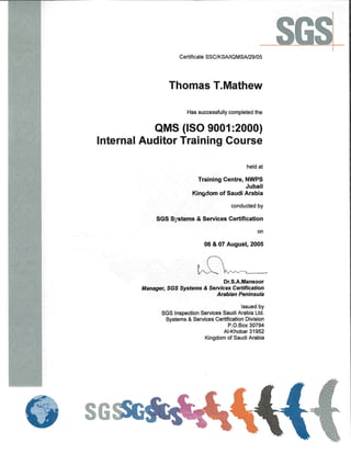 QMS Internal A uditor Course