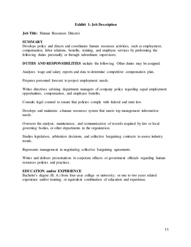 personnel director job description