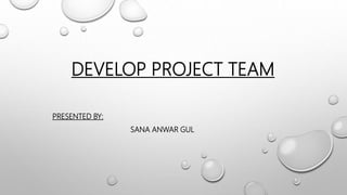 DEVELOP PROJECT TEAM
PRESENTED BY:
SANA ANWAR GUL
 
