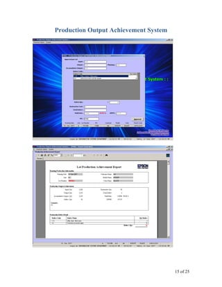 15 of 25
Production Output Achievement System
 