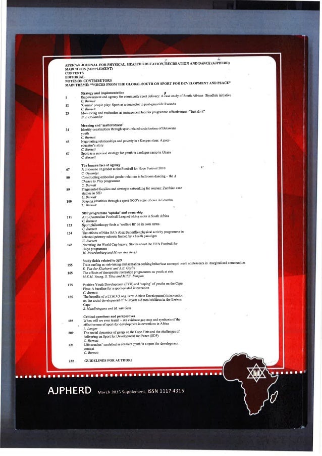 African Journal for Physical, Health Education, Recreation