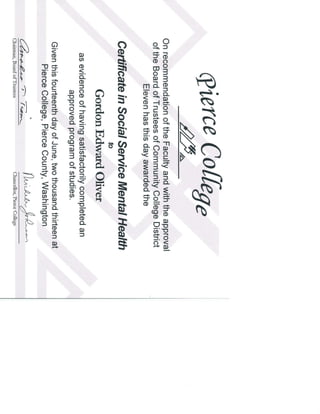 Certificate in SSMH portfolio