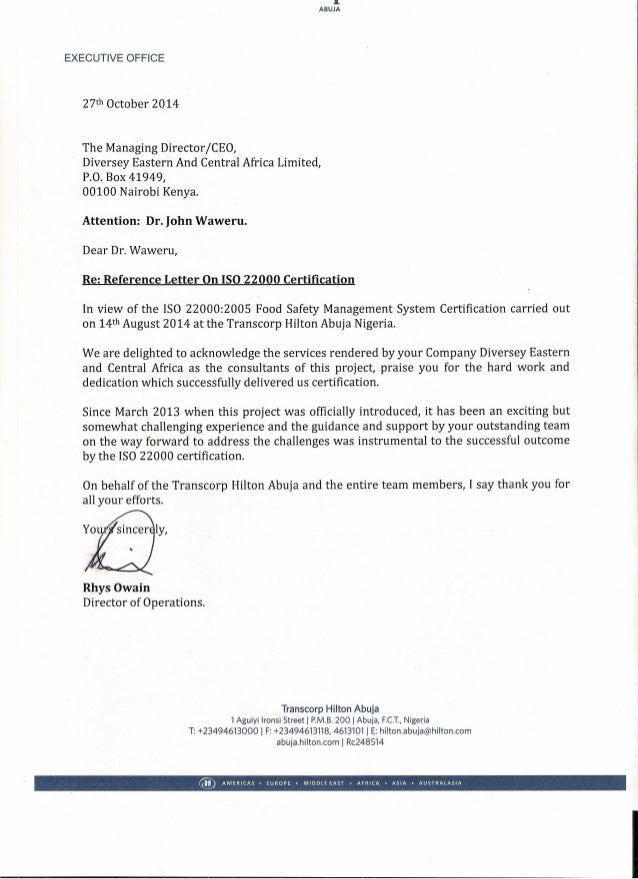 Reference Letter on ISO22000 Certification (2)