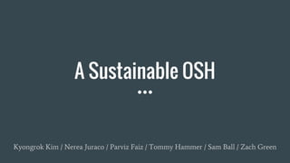 A Sustainable OSH
Kyongrok Kim / Nerea Juraco / Parviz Faiz / Tommy Hammer / Sam Ball / Zach Green
 