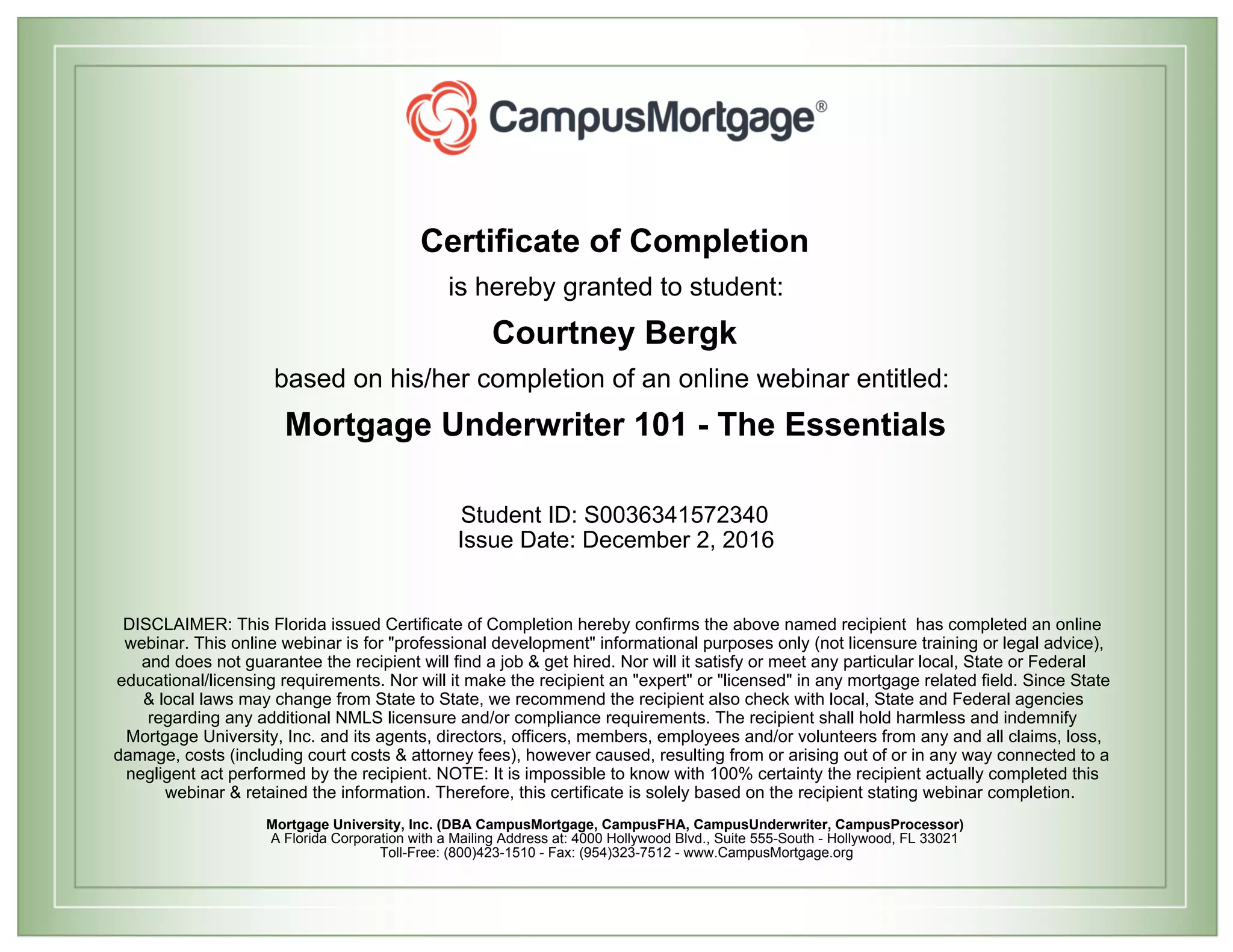 Mortgage Underwriter 101 Certification PPT