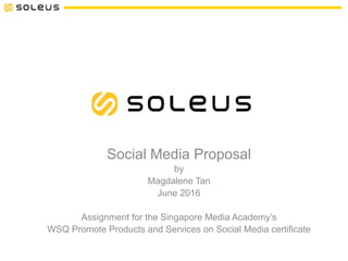 Social Media Proposal
by
Magdalene Tan
June 2016
Assignment for the Singapore Media Academy’s
WSQ Promote Products and Services on Social Media certificate
 