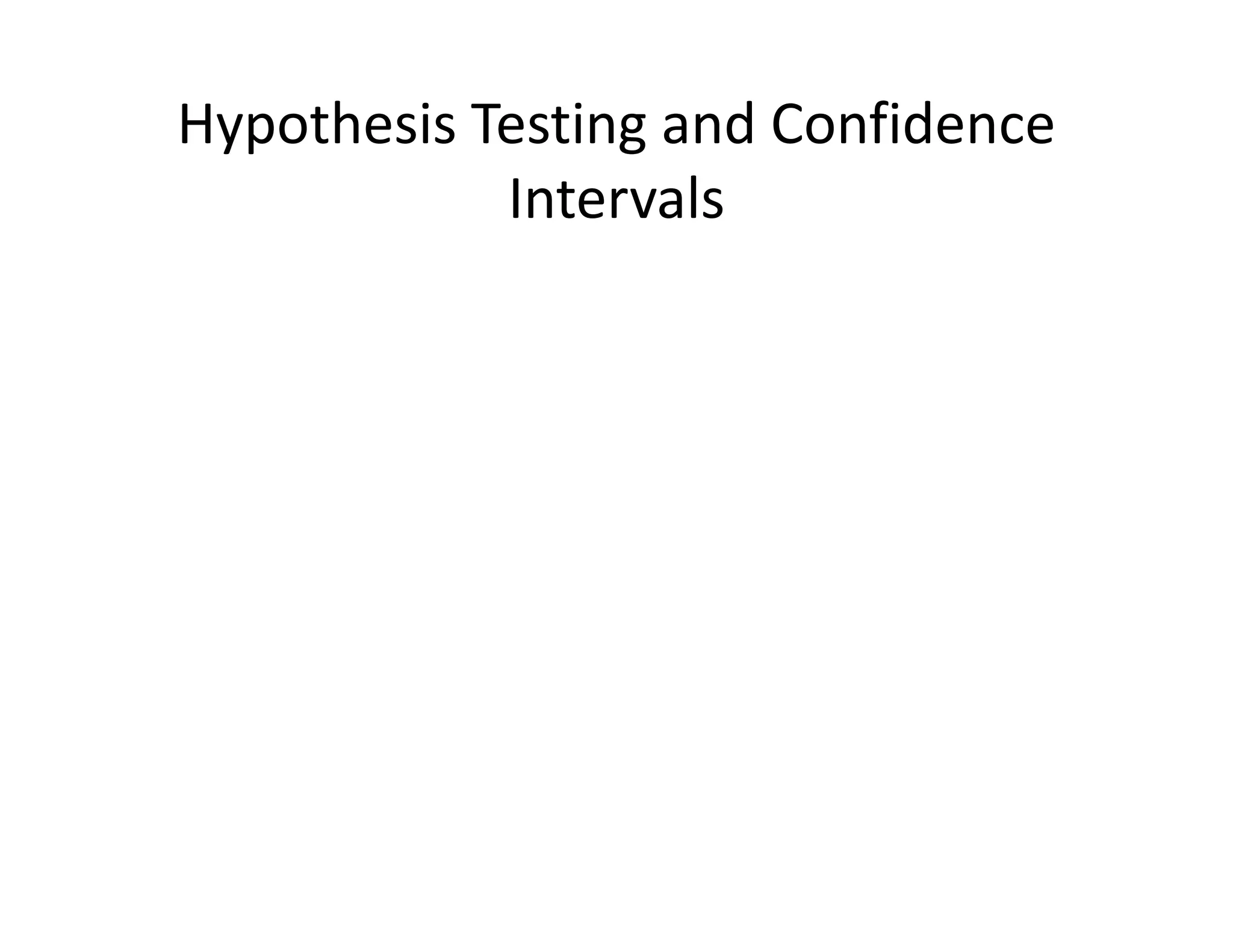 Hypothesis Testing and Confidence 
Intervals
 